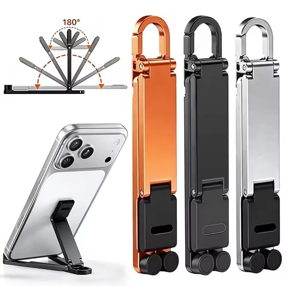 Tablet Stand Adjustable - Mini Keychain Foldable Phone Back Clip